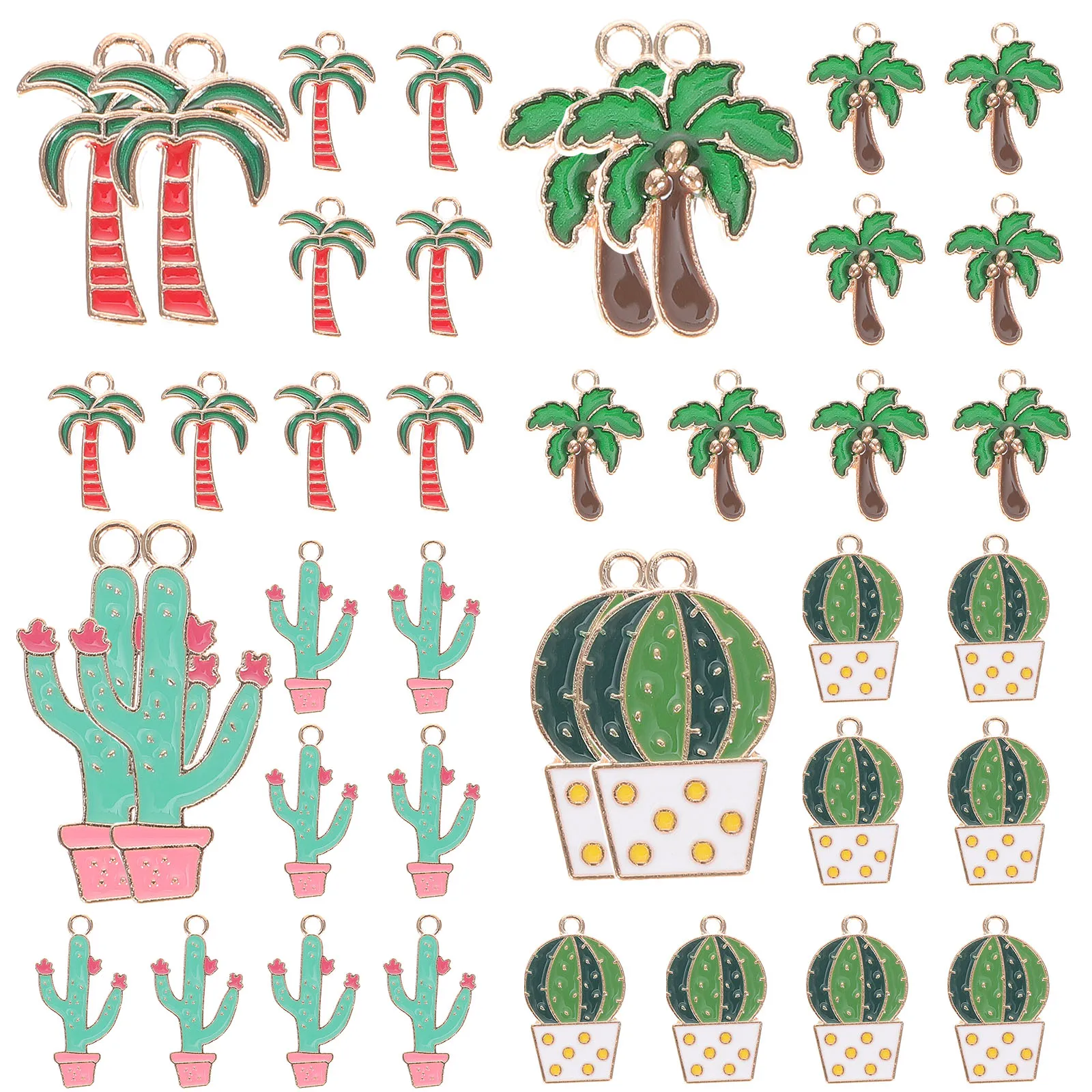 

40 Pcs Coconut Tree Pendant Jewelry Making Accessories Enamel Charms Necklaces for Pendants Decorate Cute Bracelet