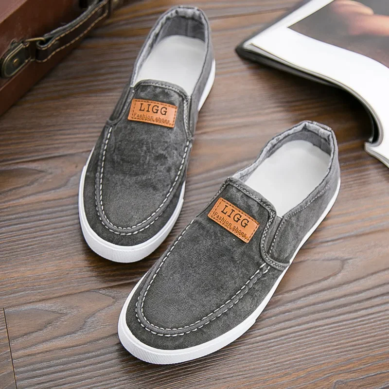 Men\'s Casual Shoes Breathable Canvas Denim Sneakers Men Walking Flats 2023 Spring Summer Lightweight Slip-on Loafers Shoes Man