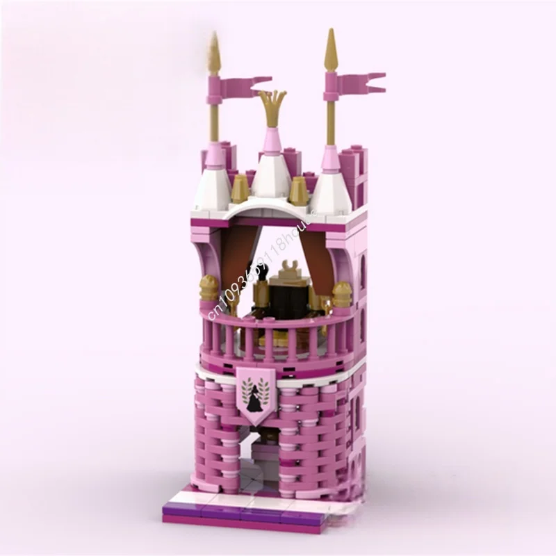 ตัวต่อ MOC ปราสาทเจ้าหญิงสีชมพู 296 ชิ้น แบบโมดูลาร์ ของเล่นตัวต่อเสริมสร้างจินตนาการ ไอเดียการศึกษา ของขวัญคริสต์มาส ตัวต่อสำหรับเด็ก