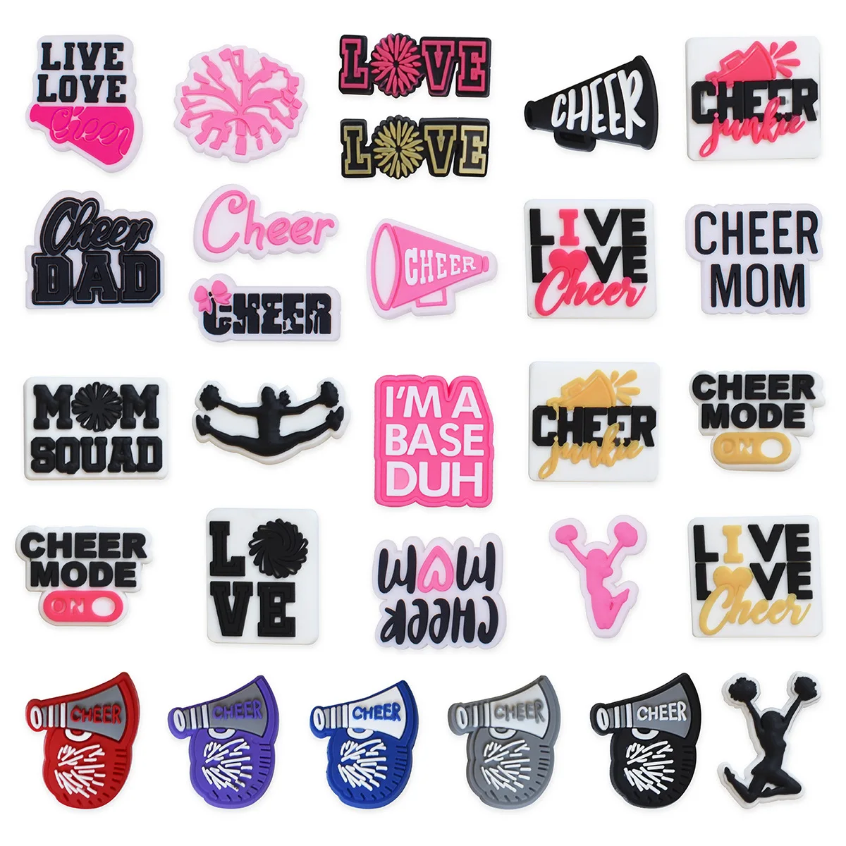 Hot Selling Full Set Cheerleading Girl Shoe Charms Creative DIY Decor Fit Summer Hole Clog Sandals For Fashion Footwear Lovers