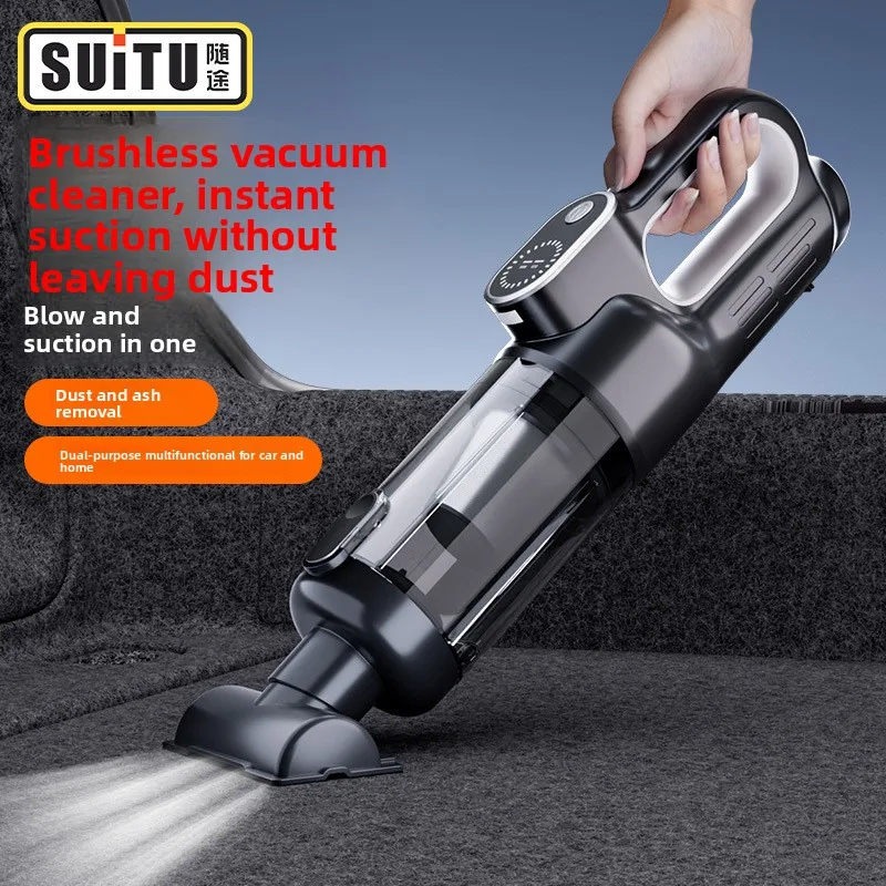 Cordless Handheld Car Vacuum Cleaner 12000Pa Brushless Suction and Blow 2 in 1 with Type-C Fast Charge 2500mAh Battery for Car