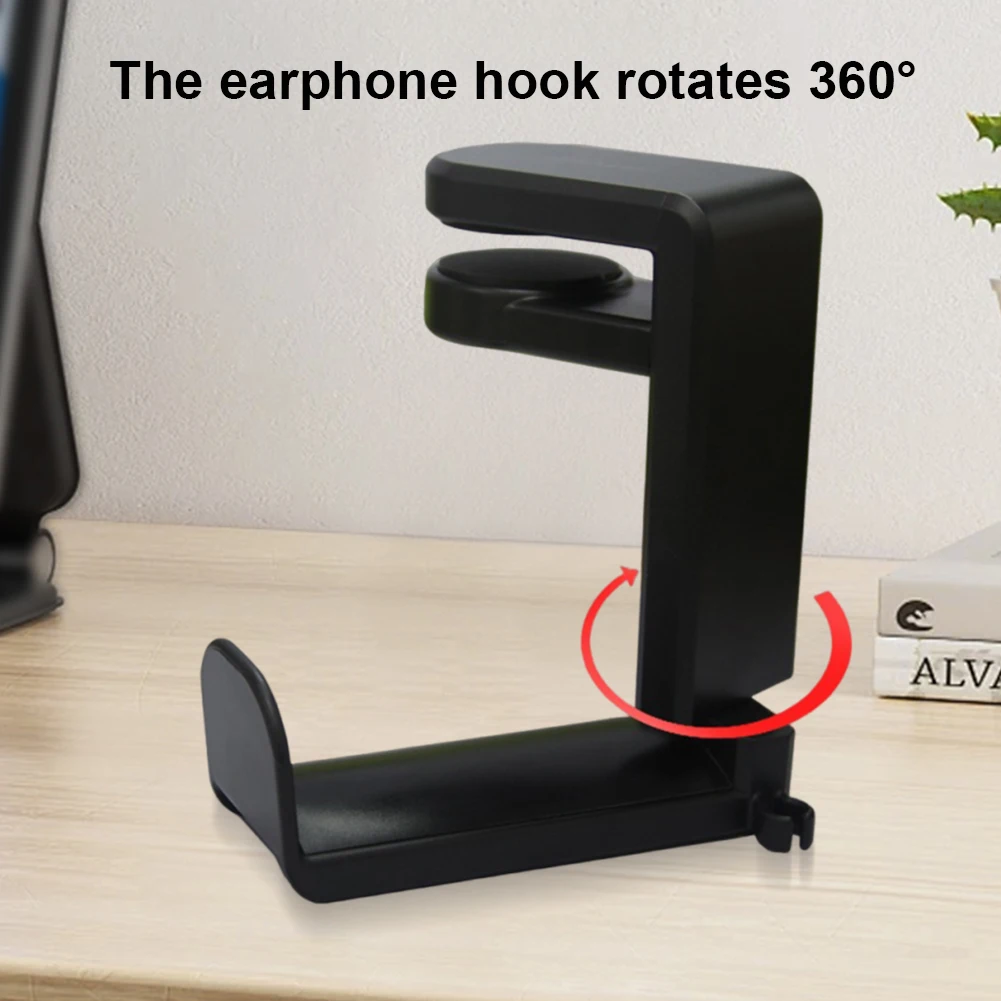 حامل سماعة الرأس تحت المكتب مع مشبك دوار 360 درجة ومشبك كابل منظم ومشبك على حامل سماعة الرأس وخطاف شماعات سماعة الرأس
