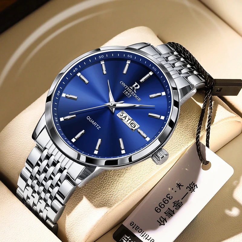

Luxury Stainless Steel Quartz Watch for Man Sport Waterproof Luminous Men's Watches Week Date Wristwatch Male Relogio Masculino