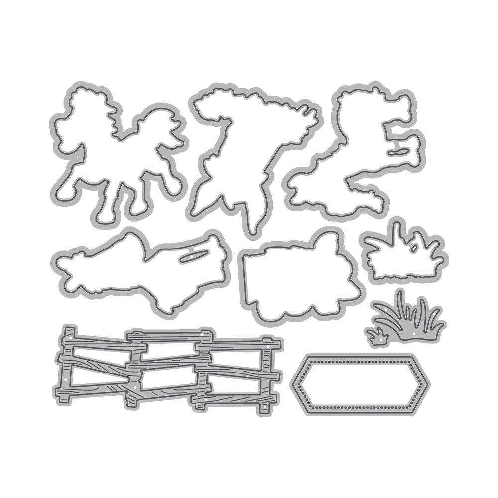 Mangocraft Cartoon Horse Cutting Dies Clear Stamp DIY Scrapbooking Supplies Metal Dies Silicone Stamp Cards Albums Decor