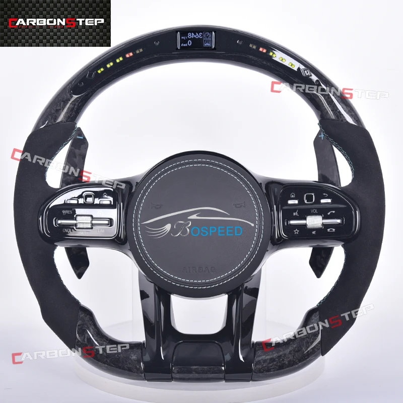 

For Mercedes Benz W205 AMG W212 W213 CLA GLE W447 W210 W208 W215 W203 S Class SL R230 GL350 GLC Carbon Fiber LED Steering Wheel