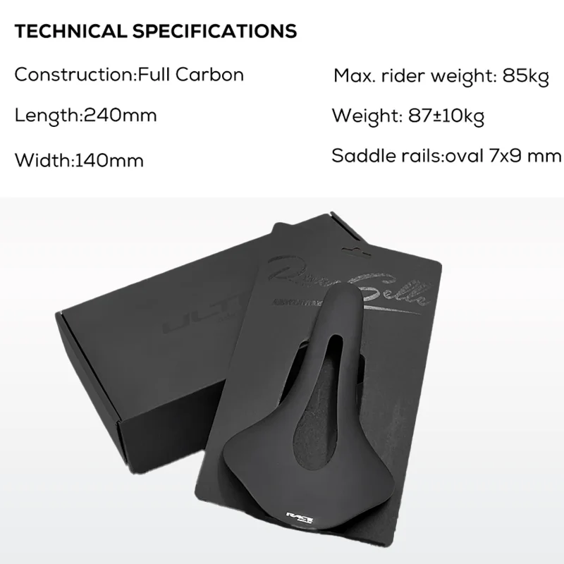 

Carbon Fiber Bicycle Saddle Aweight About 87 Size 140x240mm Central Opening for Relieving Pressure Area for Road Bike and MTB