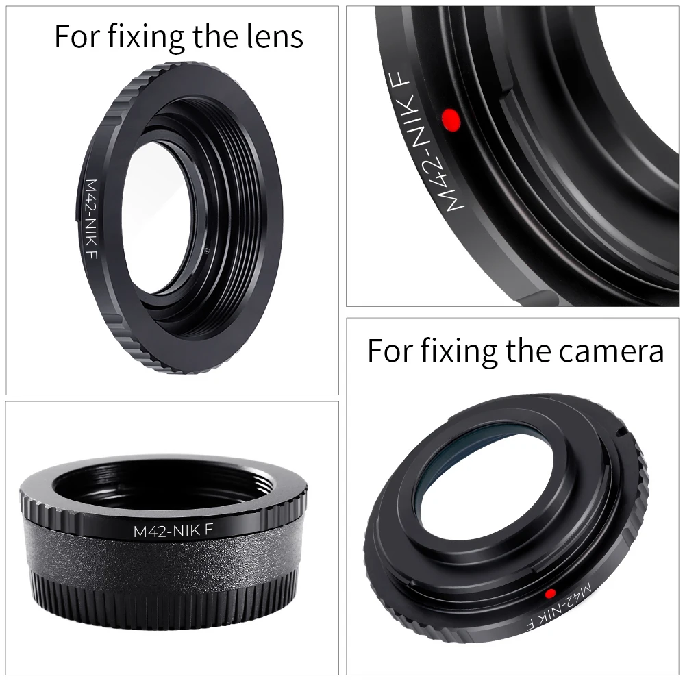 K&F CONCEPT Lens Adapter Ring for M42 Lens to Nikon Mount with Glass Cap for Nikon AI F D5100 D700 D300 D800 D90 DSLR Camera