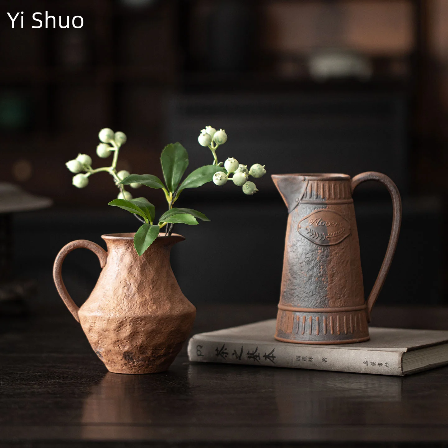 Old Rock Clay Vase Retro Ceramic Flower Container Home Dried Flower Arrangement Hydroponic Green Plant Desktop  Small Vase