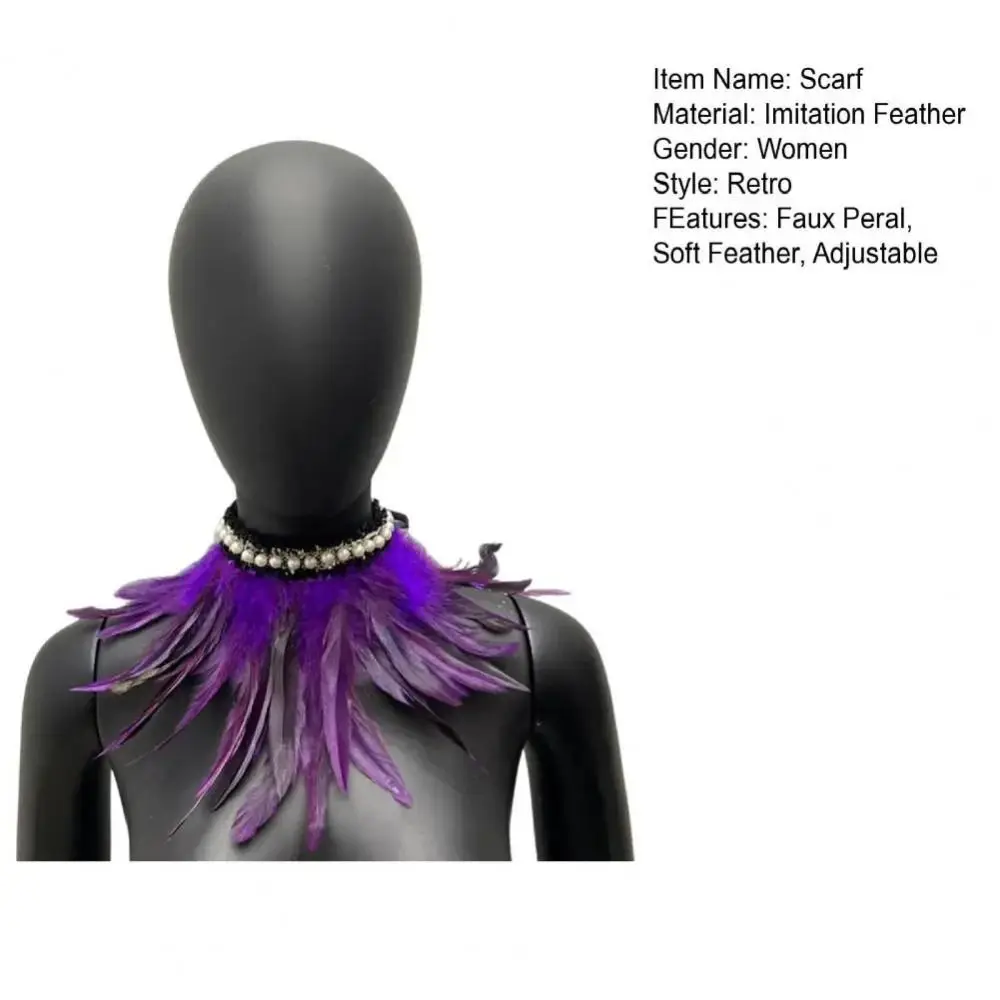 New Adjustable Faux Feather Scarf Lace-up Retro Faux Feather Collar Costume Accessories Stage Performance