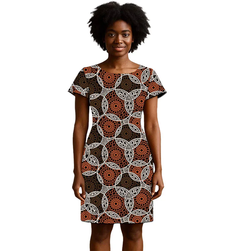 Abito da donna a maniche corte dal design originale African Couture Abito stampato Abiti da festa tradizionali su misura