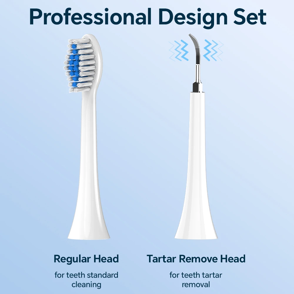 전기 치석 제거기 및 전동 칫솔 세트(3가지 모드 및 2분 스마트 타이머 포함), 필립스 소닉케어 브러시 헤드와 호환 가능