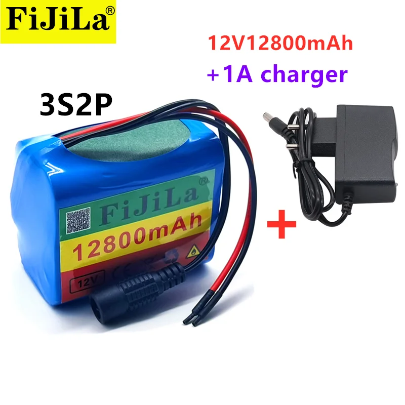 

3S2P 12V 12800mah battery 18650 Li-ion 12.8 Ah Rechargeable batteries with BMS Lithium Battery packs Protection Board +Charger