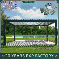 Bioclimatic Aluminum  Pergola 3x3m/10x10ft Automatic flip louvered roof with LED garden gazebo canopy carport