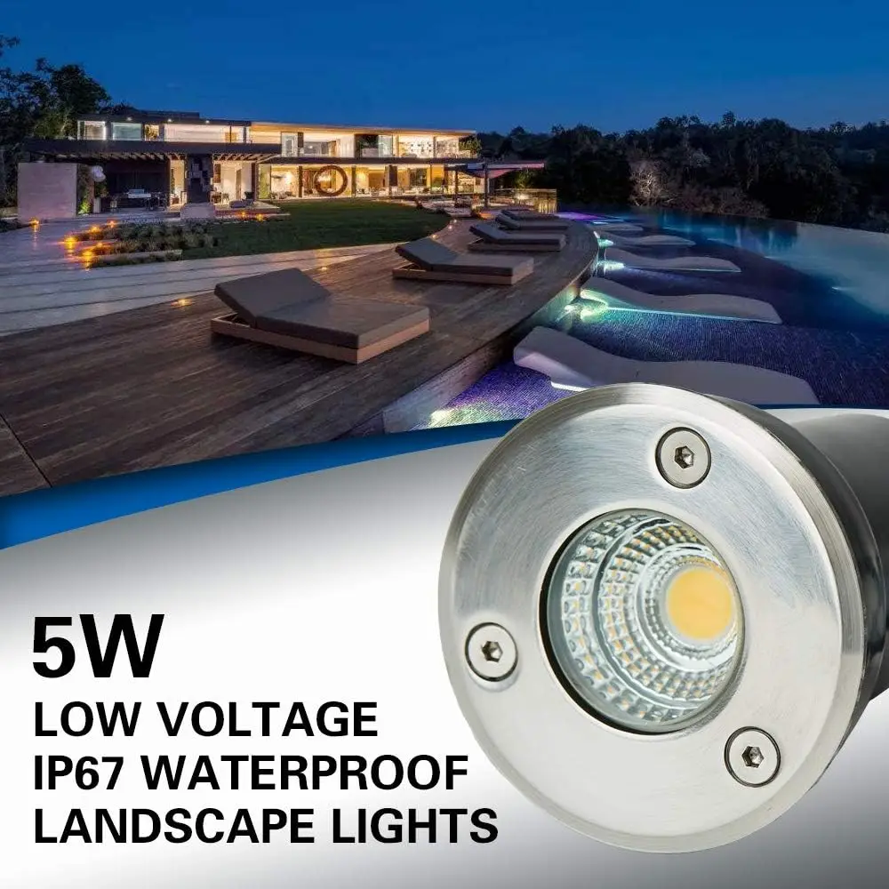 Low Voltage Landscape Lighting,LED Well Light Outdoor 12-24V AC/DC In-Ground Lights IP67 Waterproof Paver with Wire Connector