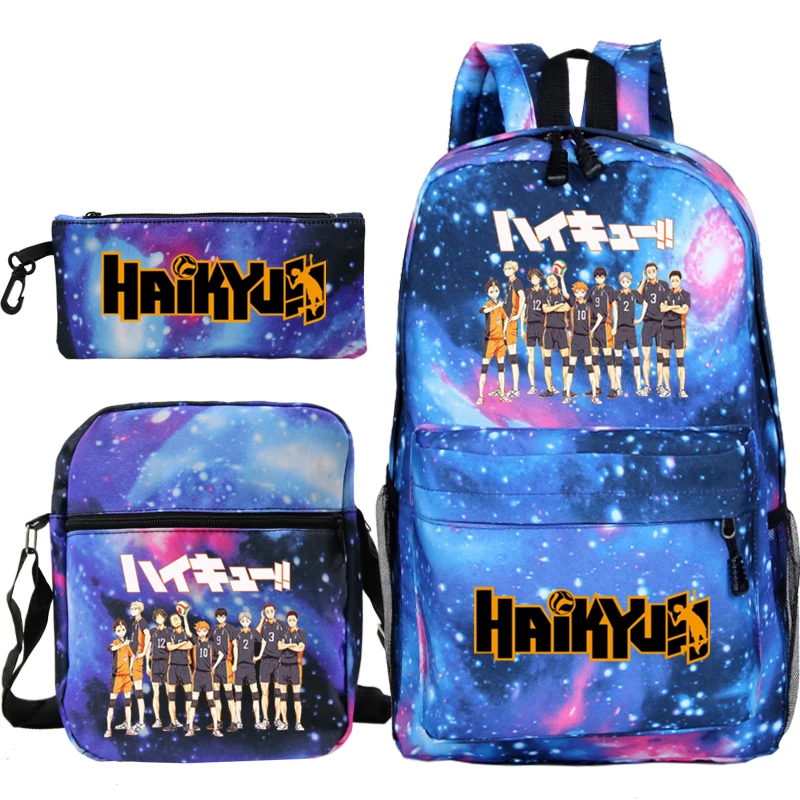 

Anime Haikyuu Print Children Backpack 3Pcs Set Student School Bag with Crossbody Bag & Pencil Case, Lightweight for Boys & Girls