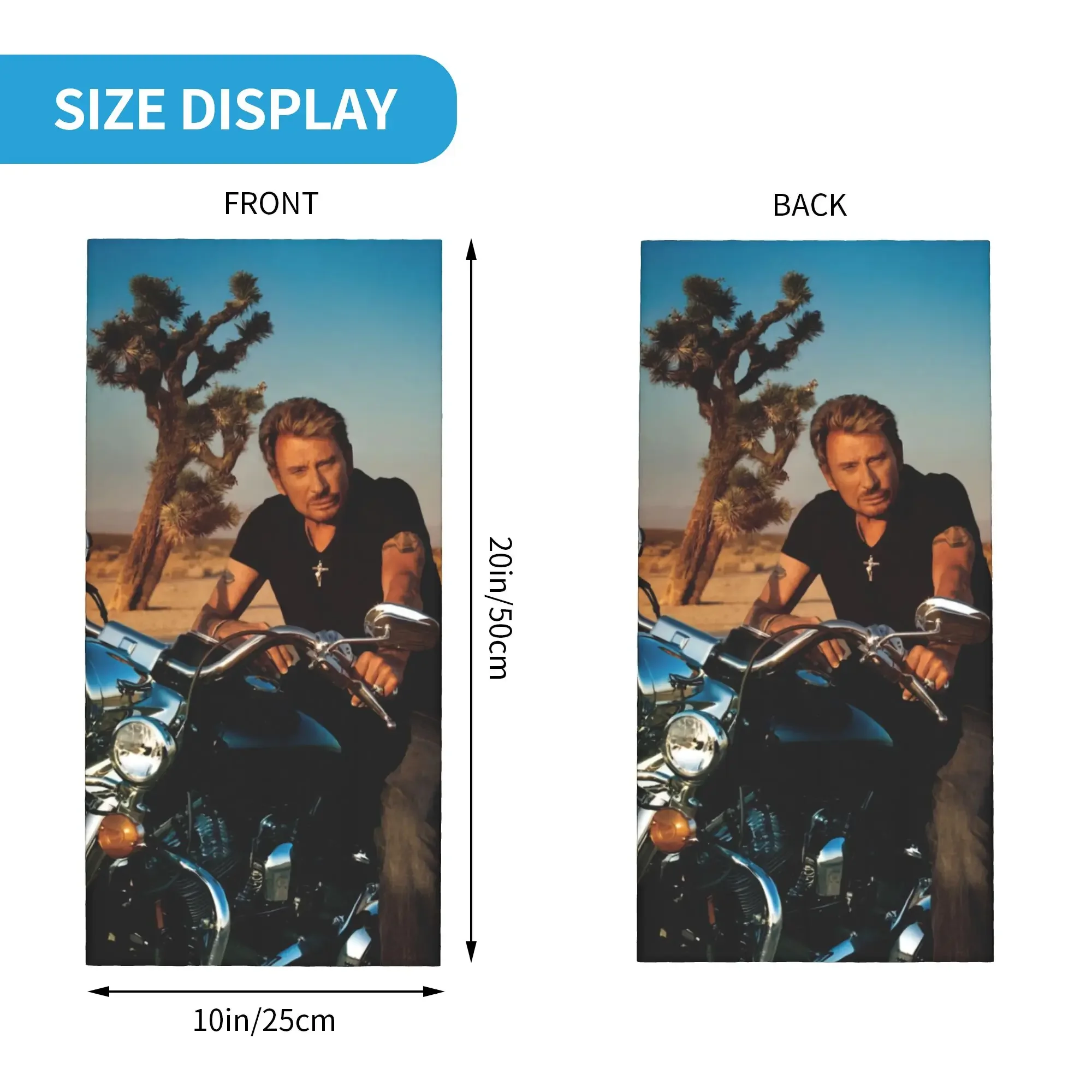 French Rock Singer Johnny Hallyday Bandana Neck Gaiter Windproof Face Scarf Cover Men Women  Headband Tube Balaclava