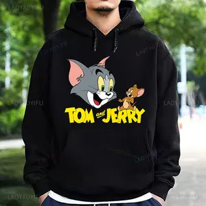 Y2K Jerry và Tom Mans Nữ Bán nóng Bán phim hoạt hình dễ thương In Hoodie Humor Funny Fashion Fashion All Round Sleeve Shirt 10 Áo nỉ bán hàng chính của Tom và Jerry - №10