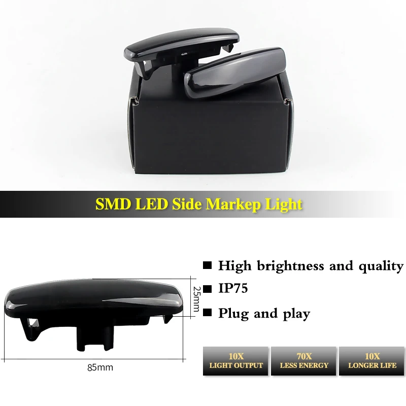 2pcs Car Front Wing Dynamic LED Side Marker Repeater Indicator Light For Infiniti M35 M37 M45 M56 Q40 Q60 Q70 QX50 QX60 QX70