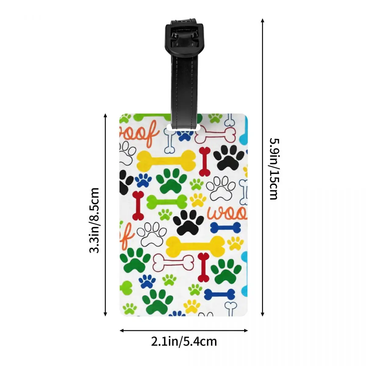 Pet Dog Paws And Bones Pop Art Luggage Tag Animal Cartoon Footprint Suitcase Baggage Privacy Cover ID Label