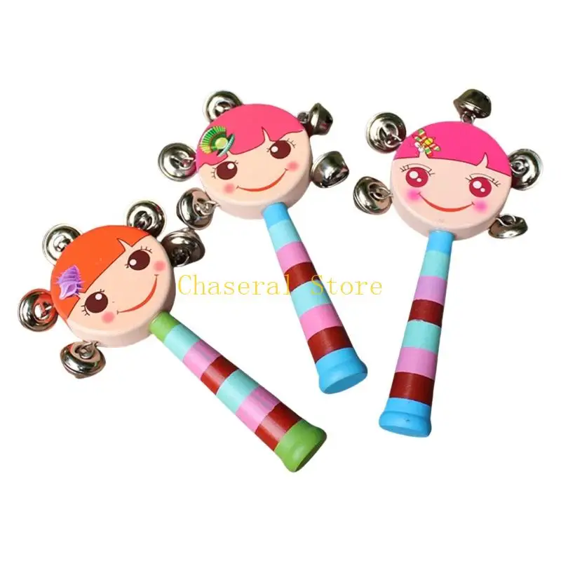 PACK E7CE 6 juguetes tambor cascabel dibujos animados para bebés Desarrollo sensorial estilos aleatorios