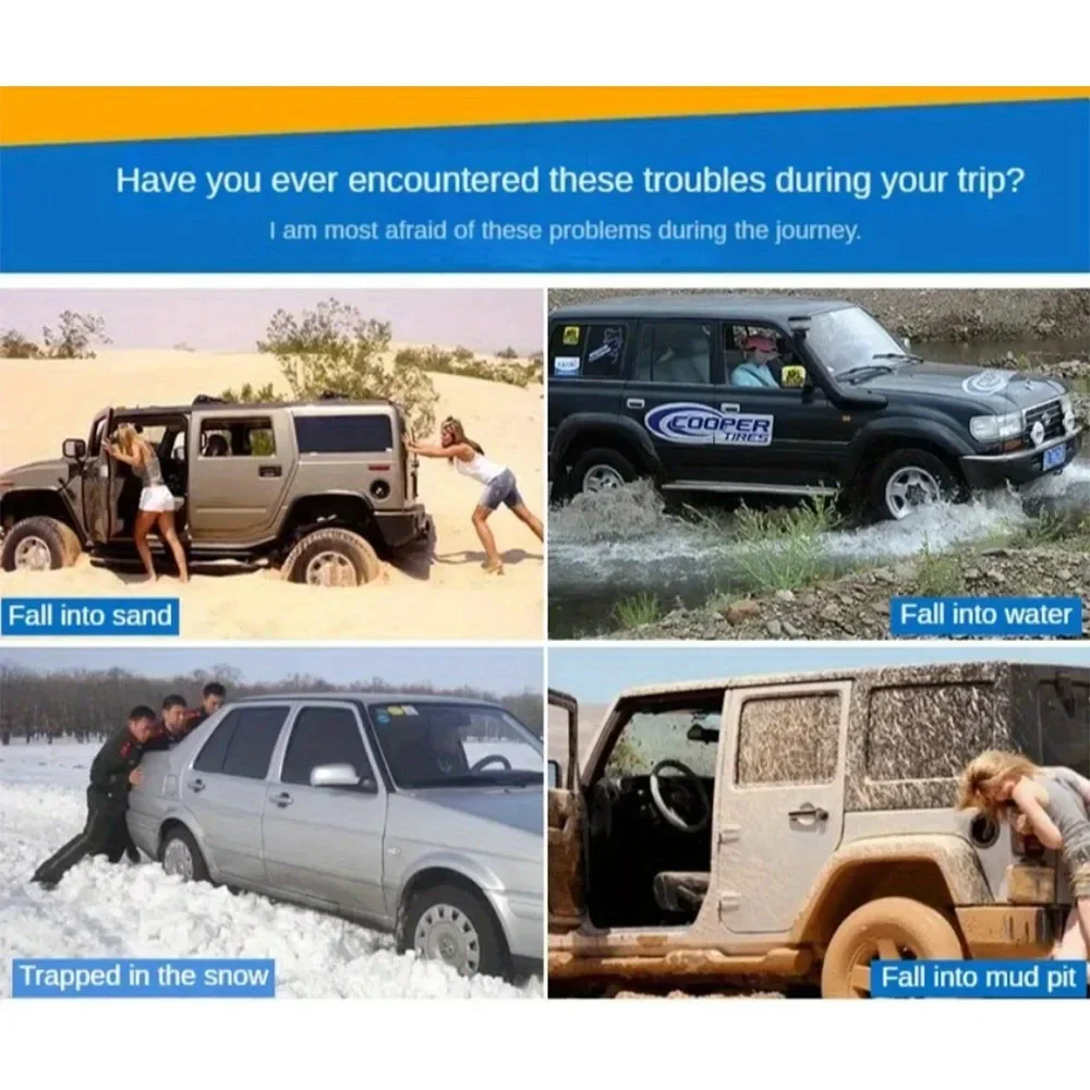 حصيرة جر الإطارات المحمولة تصميم عالمي مضاد للانزلاق عجلة وسادة سلم لثلج الثلج لوحة قبضة غير قابلة للانزلاق للمركبات #4