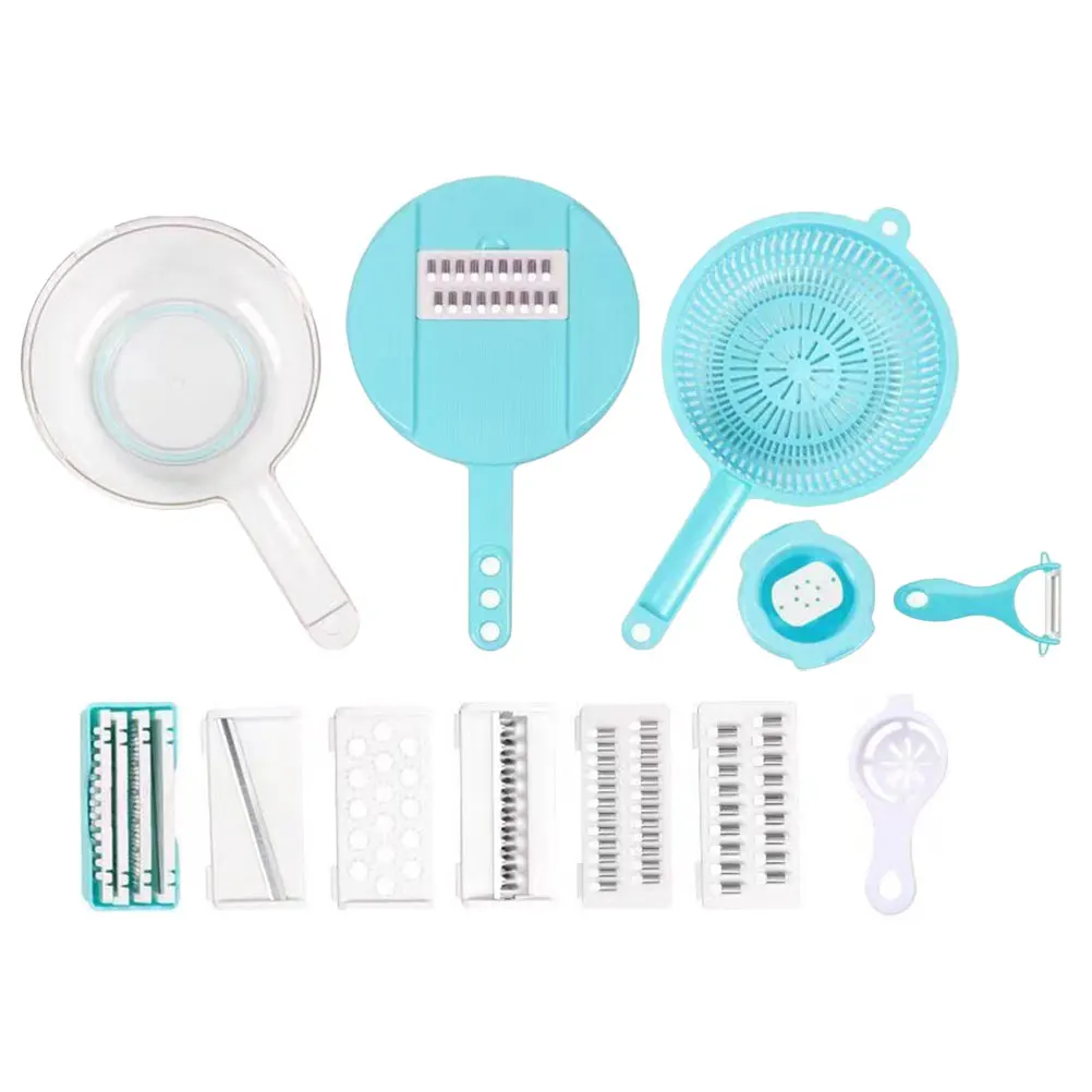 

Multifunctional Food Chopper 2 Transparent Blue Vegetable Slicer Grater Kitchen Tool Potato Manual Cucumber Shredder