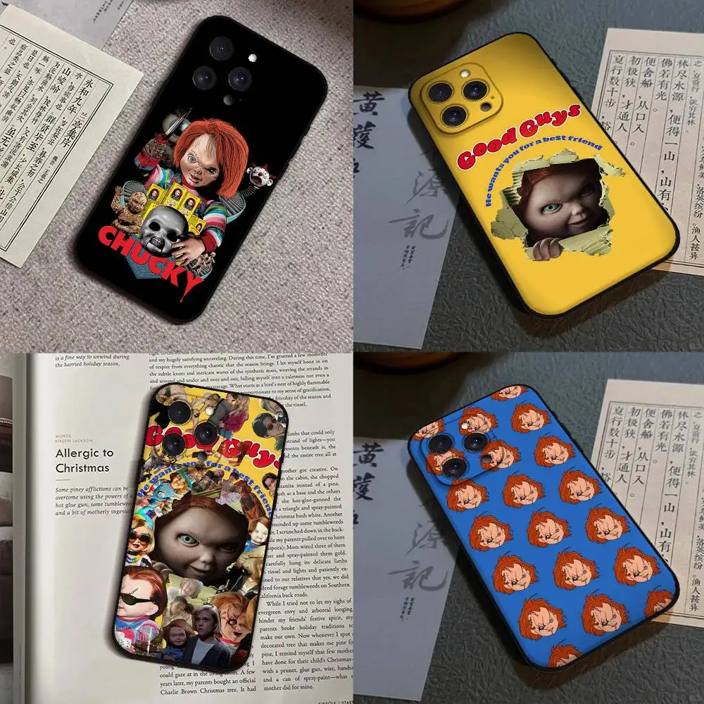 Funda de teléfono de película de terror c-chucky para IPhone 17 16 15 14 13 12 11 X XR XS Plus Pro Max Mini cubierta negra suave