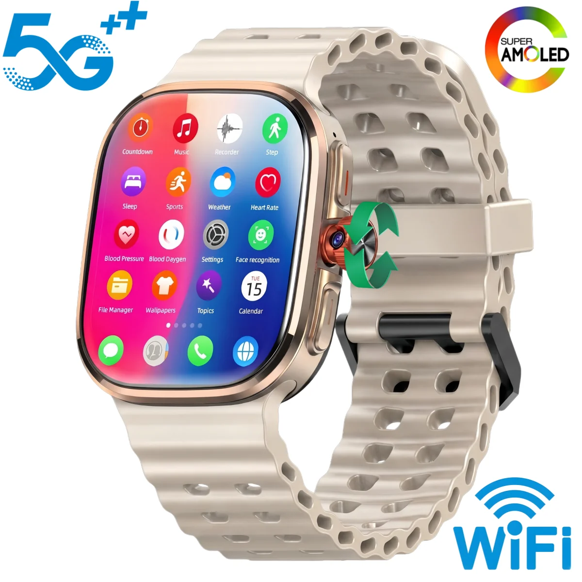 Original S12 Ultra Smartwatch 5G LTE Android 13.0 Smart Watch New With Fingerprint Unlocking Facial Recognition Rotary Camera