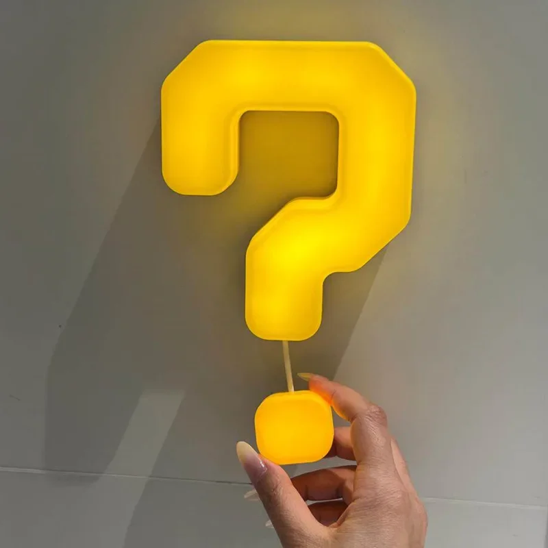 Creative Cartoon Question Mark Night Light, Pull Chain Activated Bedside Lamp, Warm Atmosphere Light For Bedroom Kids Room