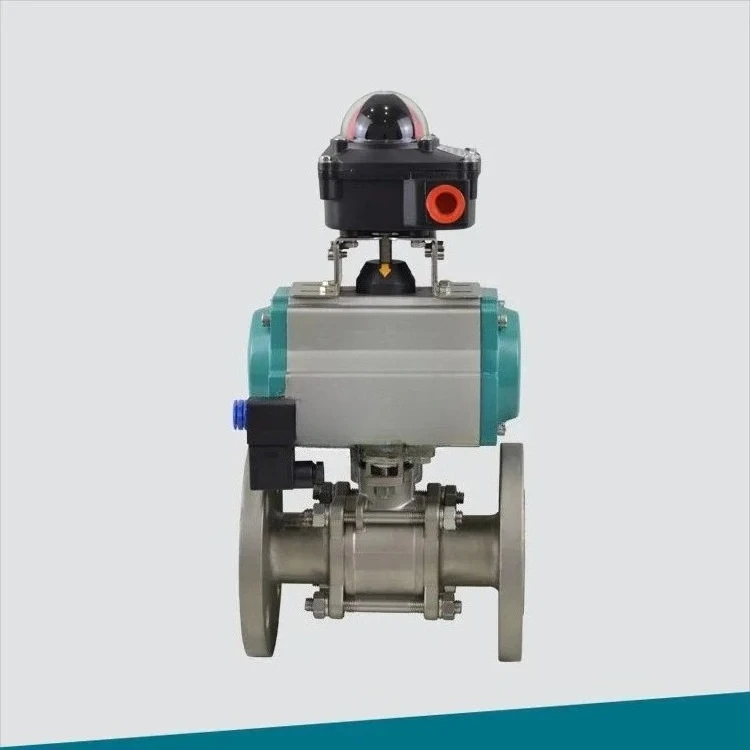 304 three-piece flange high platform pneumatic ball valve