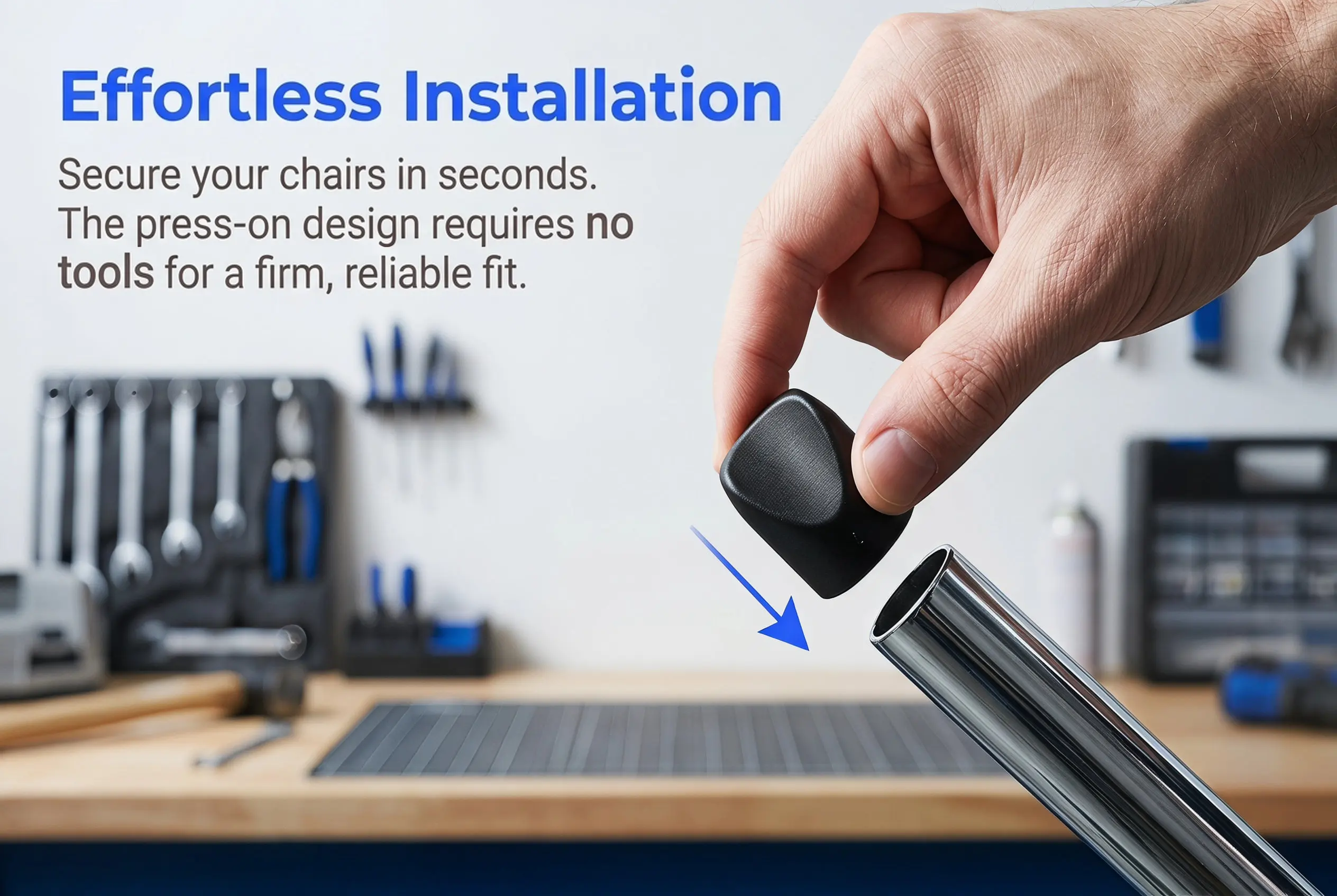 8Pcs Black Plastic Chair Tube End Caps Folding Chair Replacement Parts Sturdy Stability Plugs Universal Fit for Metal Padded