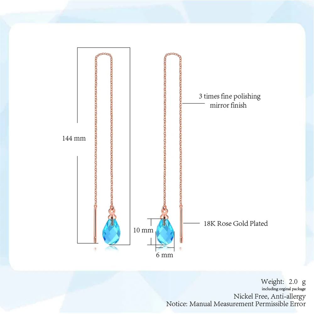 Chain Long Dangle Drop Earrings For Women Girls Female Crystal Tassel Ear Jewelry Making Wholesale DWKC158M