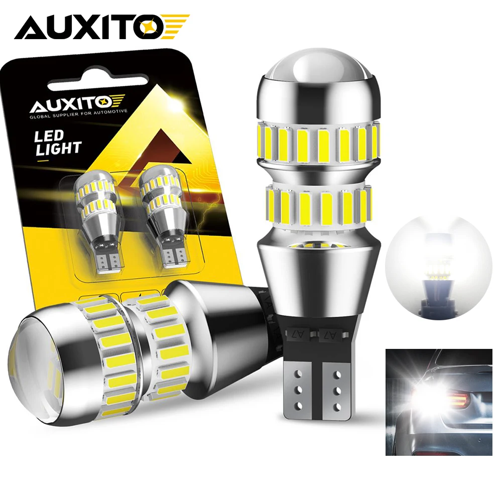 AUXITO 2Pcs 2000LM W16W LED Bulb Canbus Error Free 4014SMD For 921 912 LED Car Parking Backup Reverse Light Volkswagen BMW AUDI