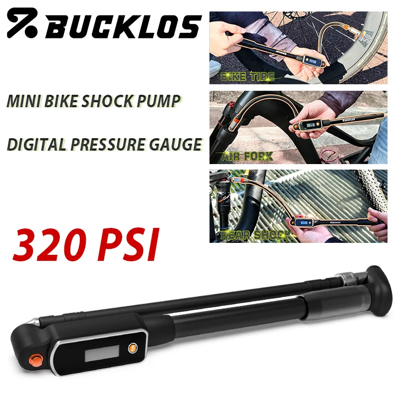 

Насос для велосипедной воздушной вилки BUCKLOS, макс. 320 фунтов на кв. дюйм (22 бар), портативный насос для заднего амортизатора велосипеда, насос для накачивания шин Schrader, насос для накачивания мячей, AV FV