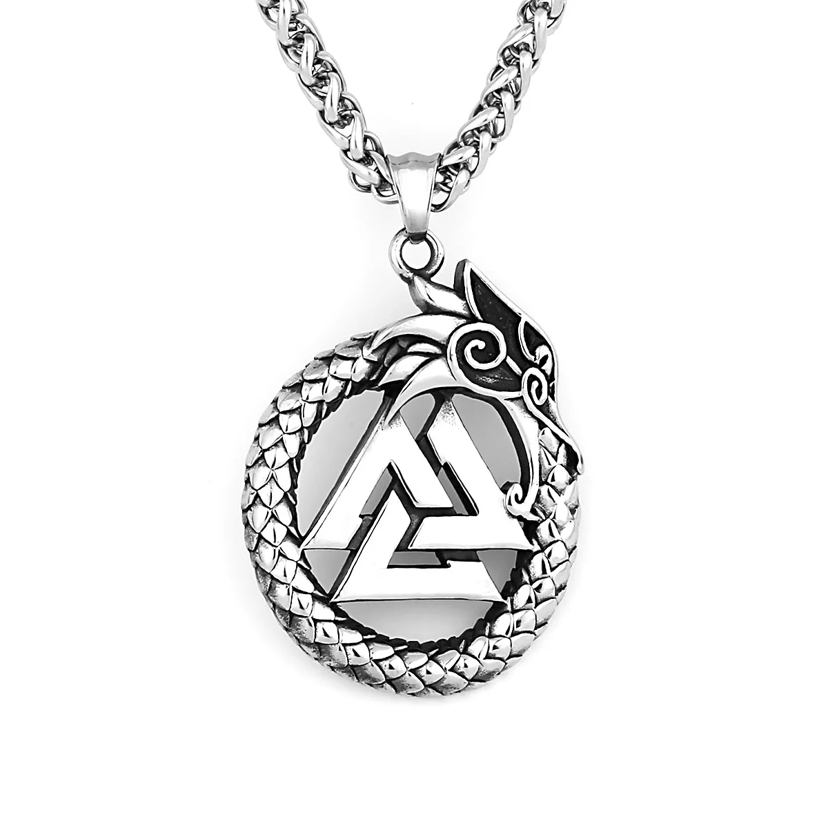 Viking Dragon Rune Spot Fashion Animal Pendant Men's Trend Stainless Steel Pendant Necklace