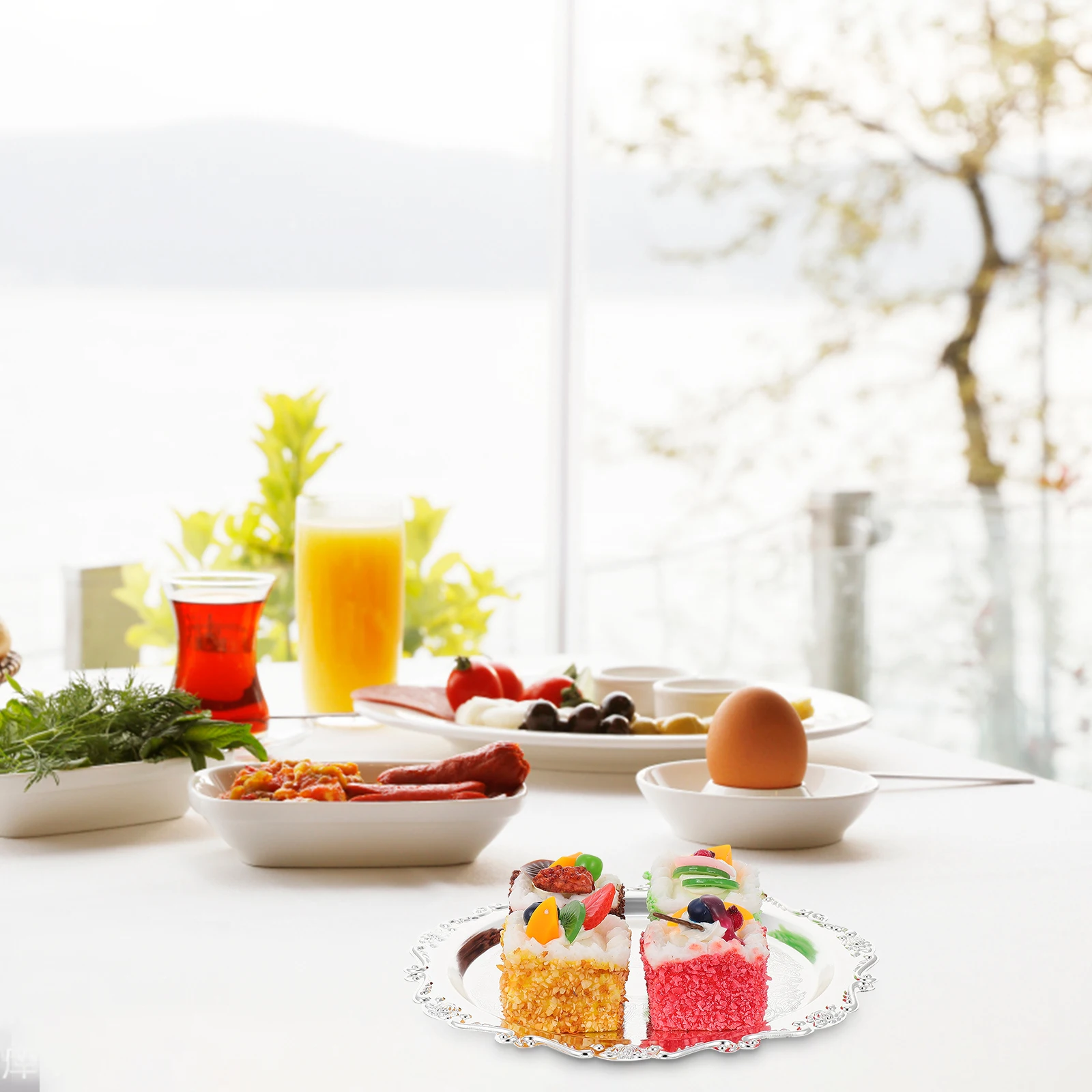 

Premium Stainless Steel Fruit Tray Household Dessert Serving Tray Storage Container Snack Candy Plate Cookies Container Great