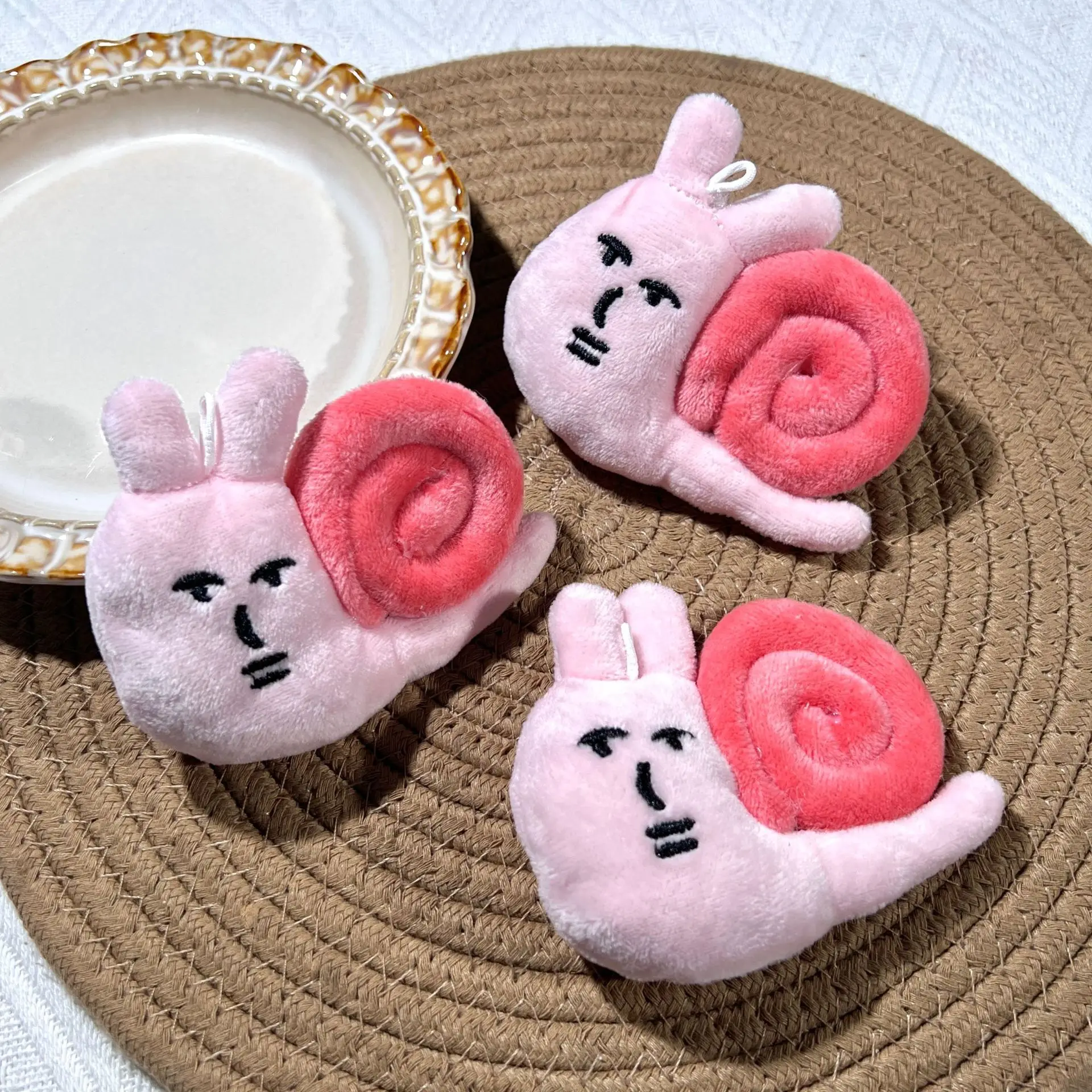 Soft Pendant Car Keychain Claw Machine Doll Graduation Ceremony Gift Cute Pink Snail Plush Pendant Animal Cute Stuffed Key Chain