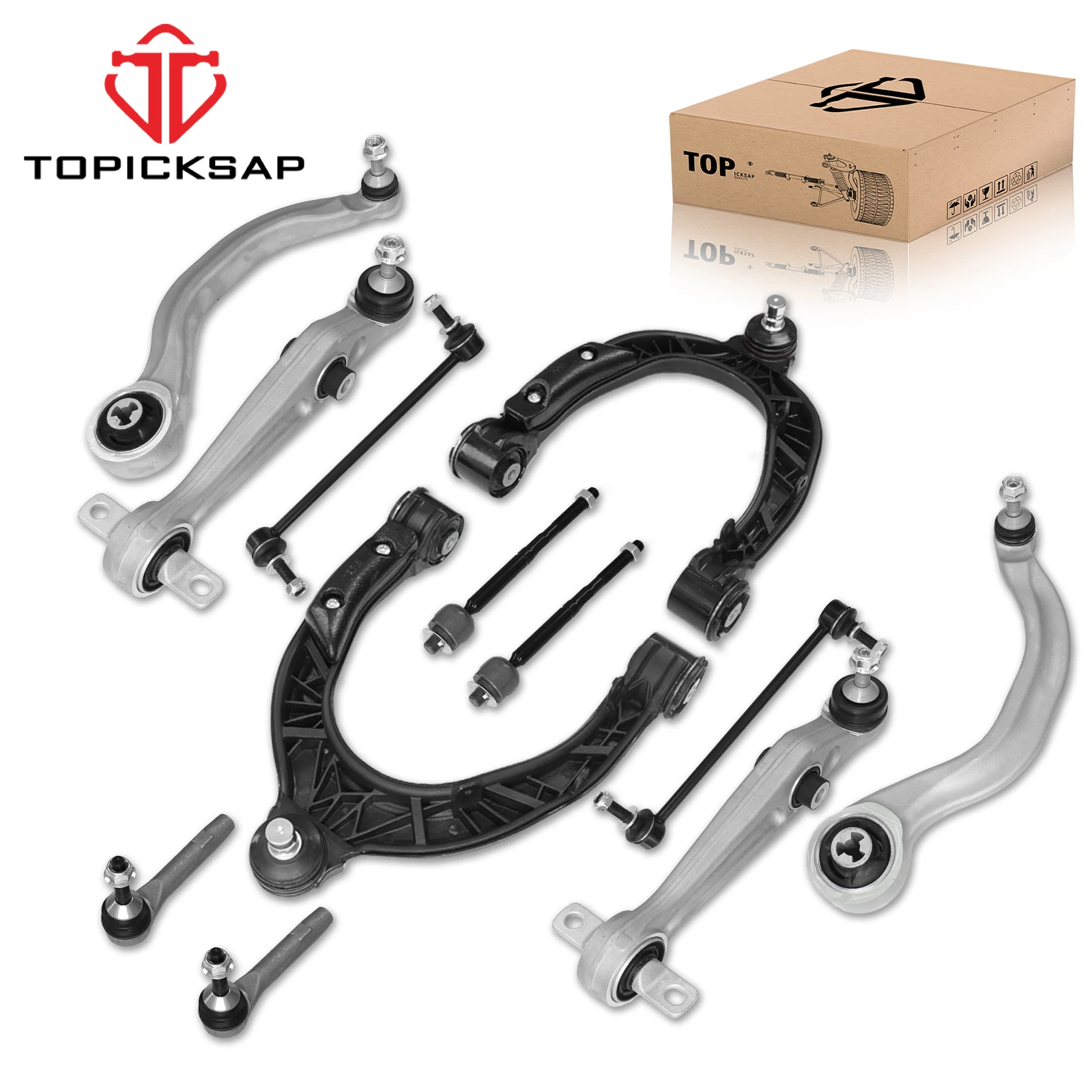 TOPICKSAP 12Pcs Front Upper Lower Control Arm Stabilizer Link Tie Rod Assembly Kit for Tesla Model 3 2017-2020 2021 2022