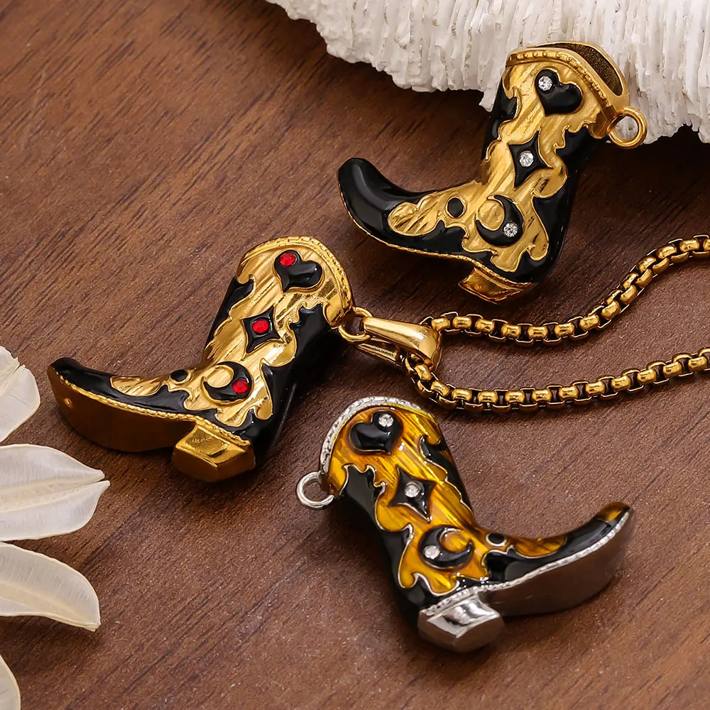 

1-3pcs High Quality Stainless Steel Boots Charms Gold Plated Enamel Pendant for DIY Jewelry Necklace Earring Making Accessories