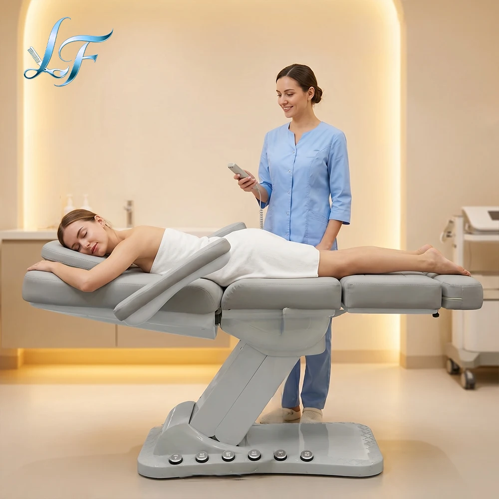 Sillón de Examen Reclinable Eléctrico Negro de 3 Motores, Estético, para Tatuajes, Spa, Masajes, Cosmética y Belleza Facial
