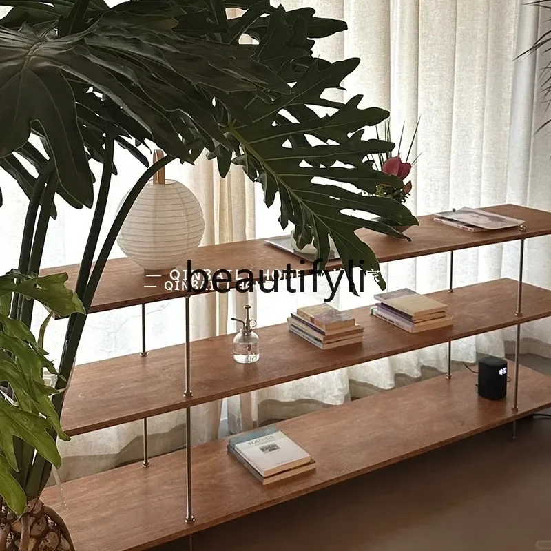 cn8617 ss Vintage Floor-standing Multi-layer Storage Household Bookshelf Potted Plant Multi-functional Stainless Steel Display R