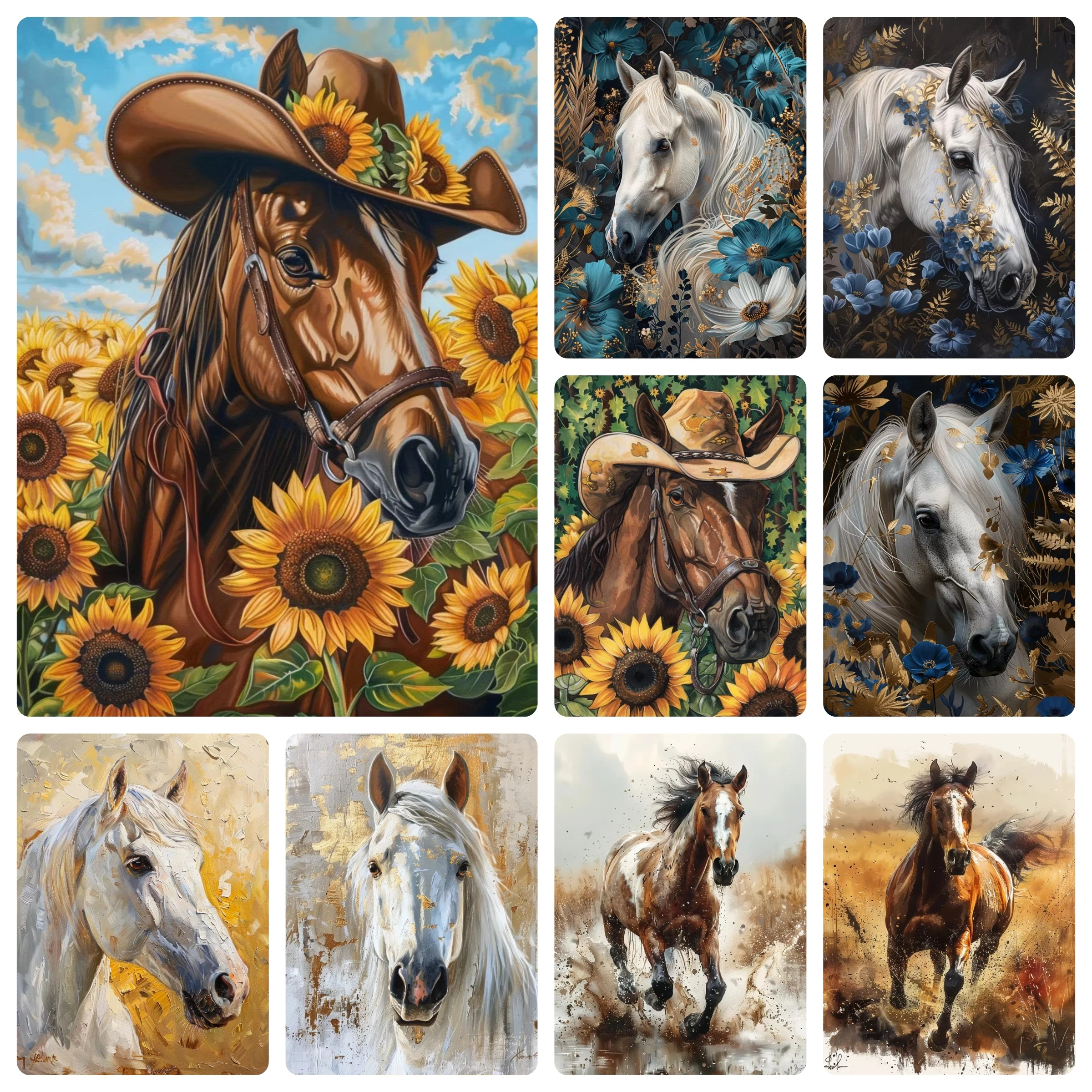Painting By Numbers Galloping Horse Flower Animals Adult Acrylic Kit Seascape DIY Acrylic Paint Canva Artwork Gift Home Decorate