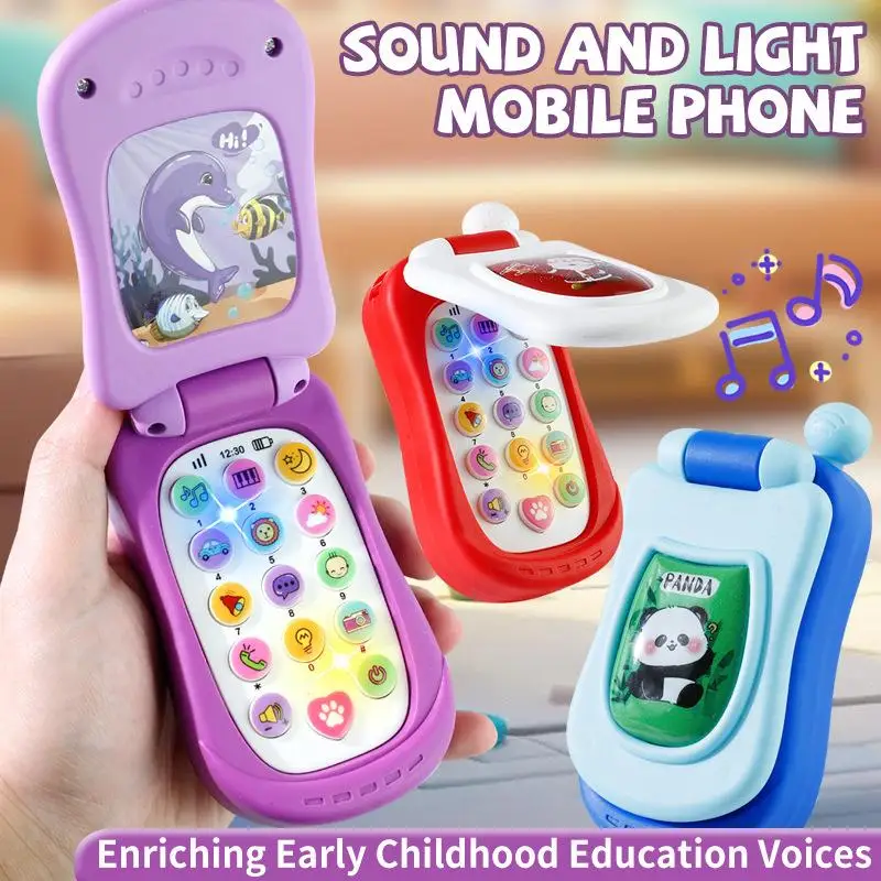 Interactive Early Education Toy: Cartoon Simulation Flip Phone with Music and Sound; Ideal for Children's Day Gifting