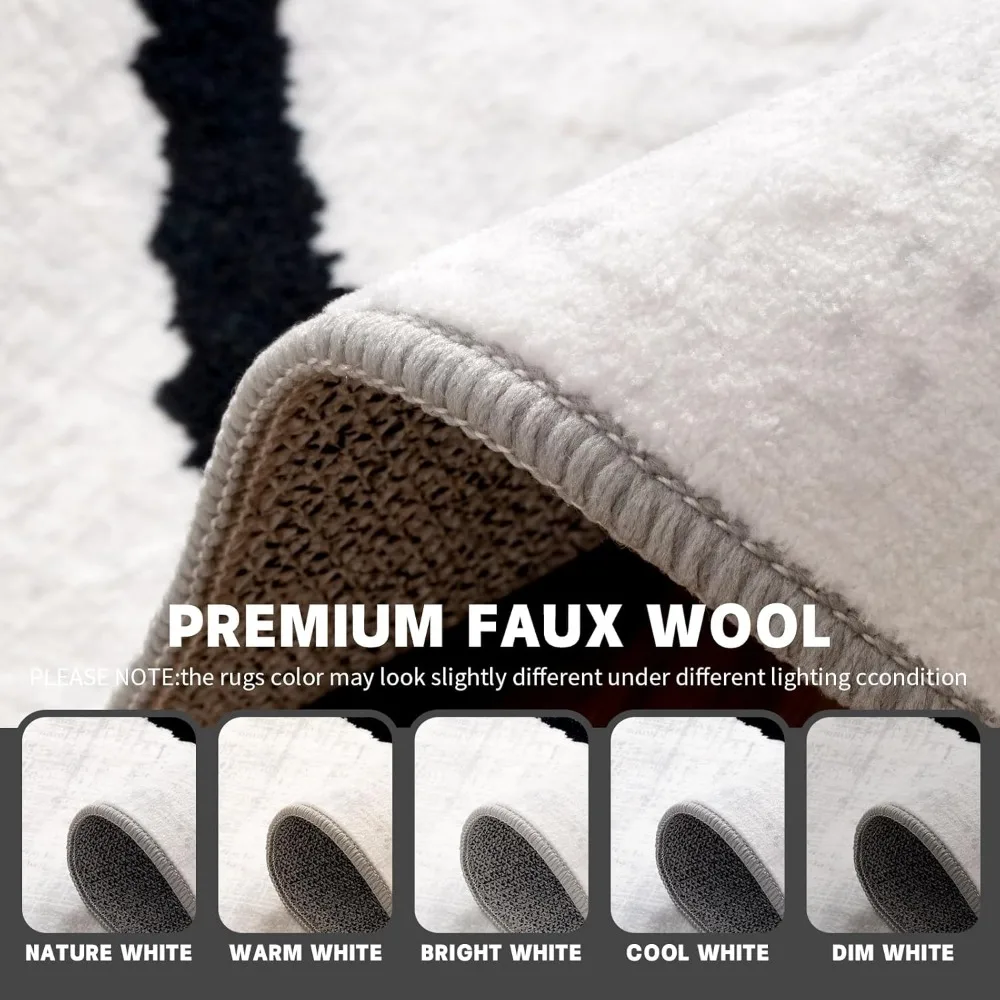 سجادة YIHOUSE الحديثة القابلة للغسل مقاس 8 × 10 بوصة لغرفة المعيشة وغرفة النوم - سجادة تجريدية كبيرة باللونين الأبيض والأسود غير قابلة للانزلاق رفيعة للغاية للمنزل #5