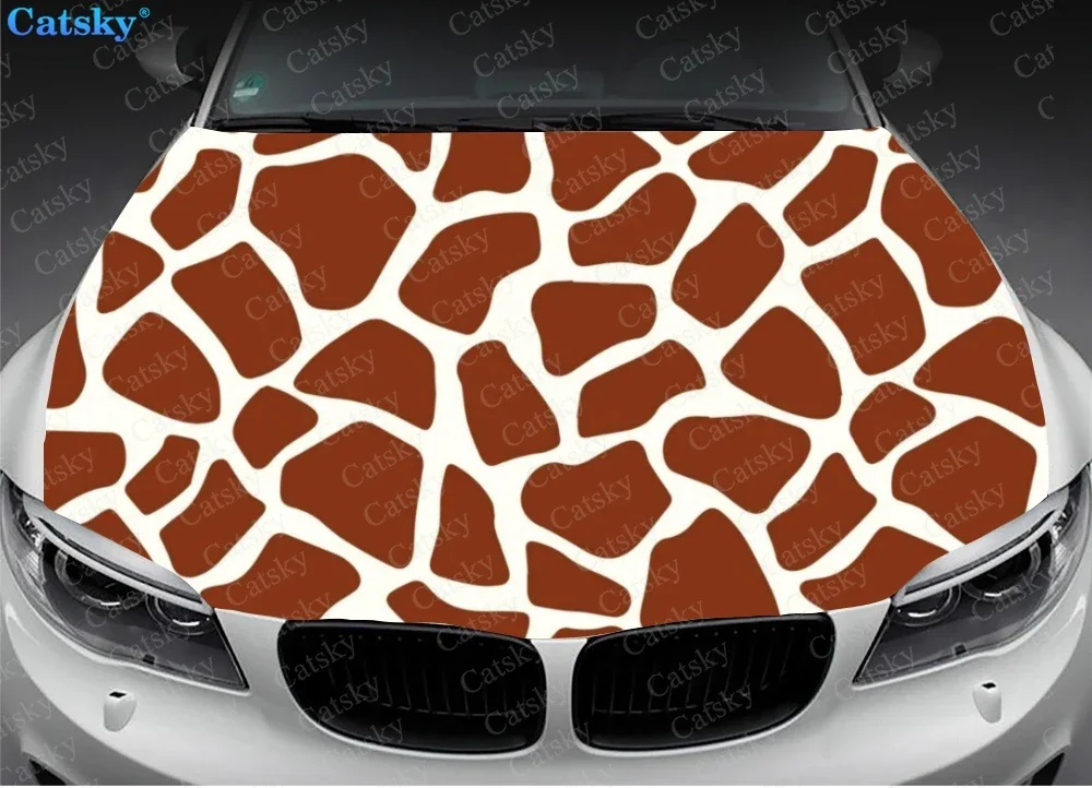 Custom Giraffe Spot Print Car Hood Vinyl Sticker Wrap Vinyl Film Engine Cover Decal Auto Body Accessories Decoration Gift