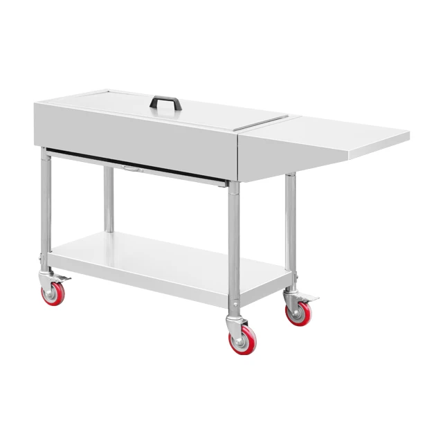 Outdoor Camping Charcoal Rotisserie BBQ Stove High Quality Industrial Barbecue Machine Travel Grill Trolley