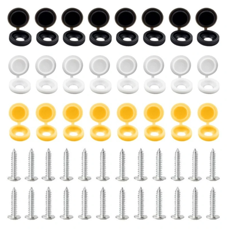 48pcs Screw Cover Cap Plastic One-piece Screw Cap Cover Nail Nuts Bolts Decorative Cover Screw Folding Covers
