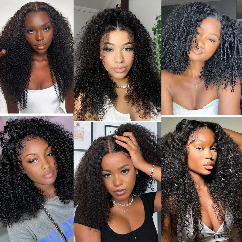 Megeen 30 Inch Burmese Human Hair Extensions Remy Natural Black Kinky Curly 1/3/4 Hair Bundles Double Weft Weave Hair For Women