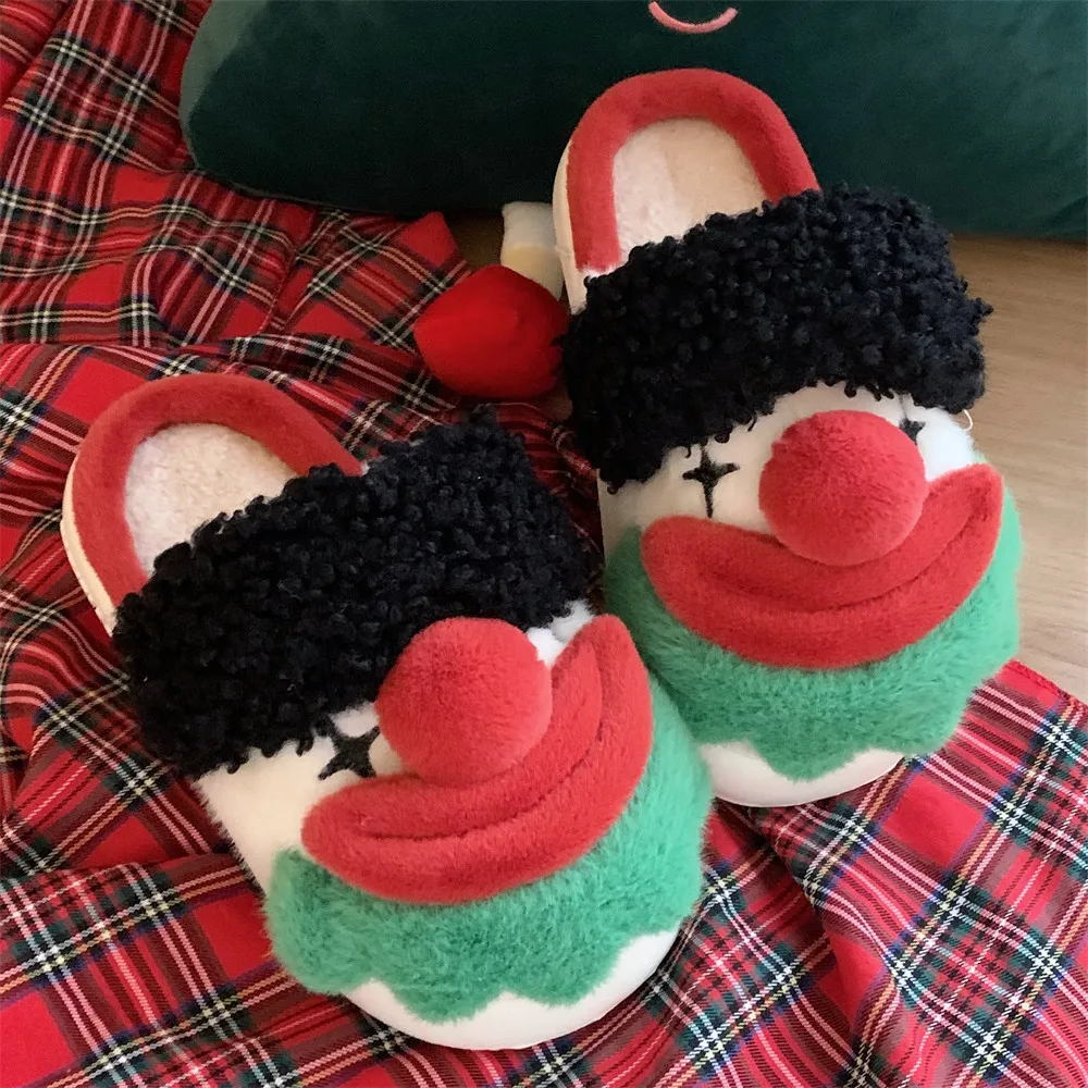 

Women Indoor Funny Fluffy Slippers Couples Winter New Soft Plush Warm Shoes Soft Fur Anti-slip Girls Home Floor Cotton Slides