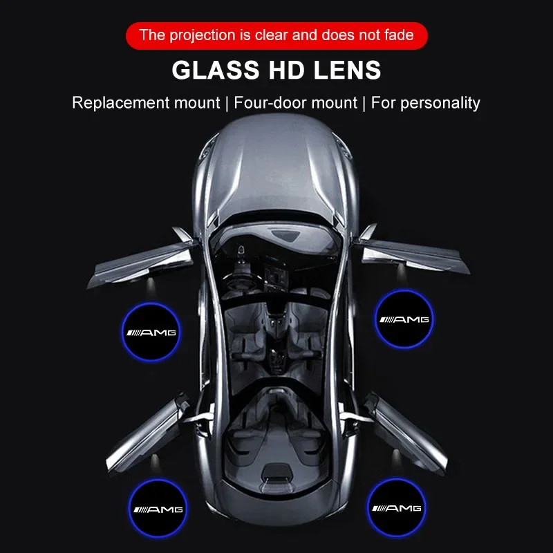 2 قطعة باب السيارة كشاف ضوء ثلاثية الأبعاد ترحيب الظل ضوء لمرسيدس بنز Amg W203 W204 W205 W176 W166 W212 213 CLS GLK ML فئة #6